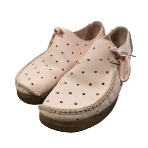 Clarks Originals Lugger Pink Leather Asymmetrical Lace Crepe Sole Shoes 9.5 41